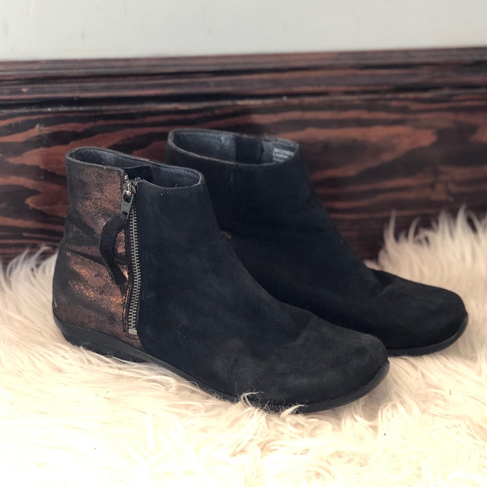 Dansko Otis Black Suede Shimmer Leather Bootie